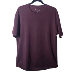 BYLT XL Drop Cut Lux T-Shirt Short Sleeve Maroon Premium Performance‎ Stretch
